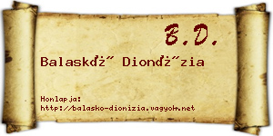 Balaskó Dionízia névjegykártya